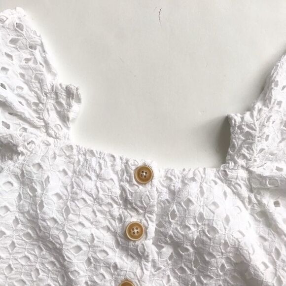 Zara white eyelet button front top EUC 5T - Picture 2 of 5